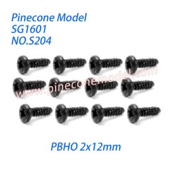 S204 Pan Head Self Tapping Screws (PBHO 2x12mm) Parts For SG-RC SG1601 RC Truck