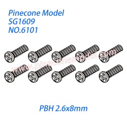 6101 Self tapping round head screw (PBH 2.6x8mm) Parts For Pinecone Forest SG1609 RC Car