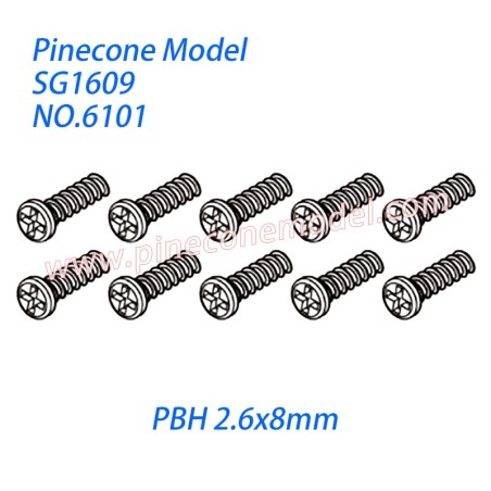 6101 Self tapping round head screw (PBH 2.6x8mm) Parts For Pinecone Forest SG1609 RC Car