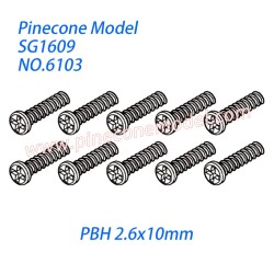 6103 Self tapping round head screw (PBH 2.6x10mm) Parts For Pinecone Forest SG1609 RC Car
