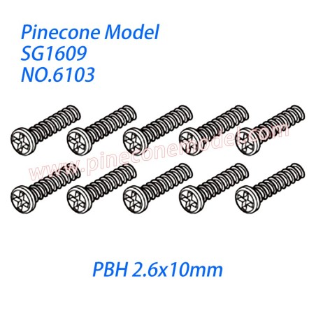 6103 Self tapping round head screw (PBH 2.6x10mm) Parts For Pinecone Forest SG1609 RC Car