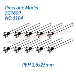 6104 Half thread screw (PBH 2.6x25mm) Parts For Pinecone Forest SG1609 RC Car