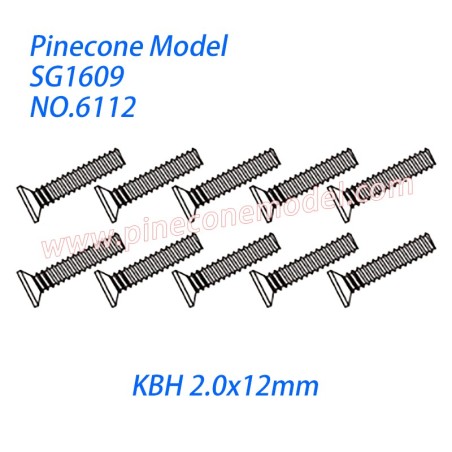 6112 Countersunk head screw (KBH 2.0x12mm) Parts For Pinecone Forest SG1609 RC Car
