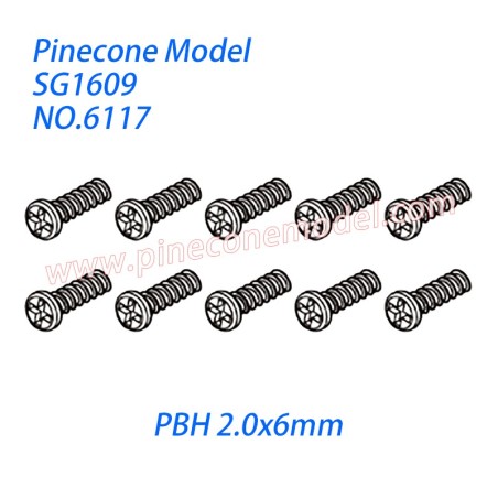 6117 Self tapping round head screw (PBH 2.0x6mm) Parts For Pinecone Forest SG1609 RC Car