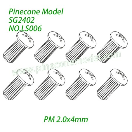 LS006 Phillips Round Head Machine Threaded Screws (PM 2.0x4mm) Parts For Pinecone Forest SG2402 RC Crawler