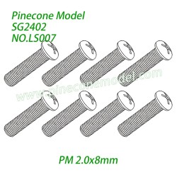 LS007 Phillips Round Head Machine Threaded Screws (PM 2.0x8mm) Parts For Pinecone Forest SG2402 RC Crawler