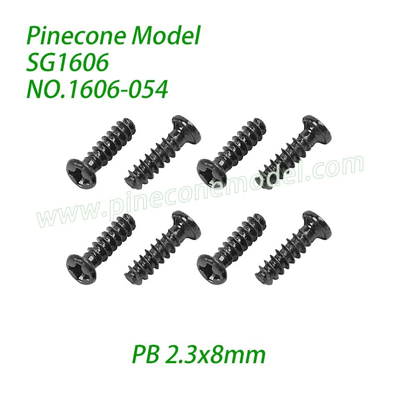 1606-054 Screw PB 2.3x8mm Parts For Pinecone Model SG1606 / SG1606Pro 1/16 RC Truck 1606-054 Screw PB 2.3x8mm Parts For Pinecone Model SG1606 / SG1606Pro 1/16 RC Truck
