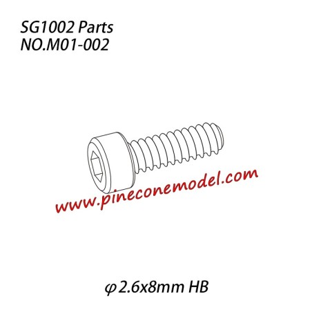 M01-002 Hexagon socket head cap tapping screw (Ø2.6x8mm HB) Parts For Pinecone Model SG1002 / SG1002SE RC Car