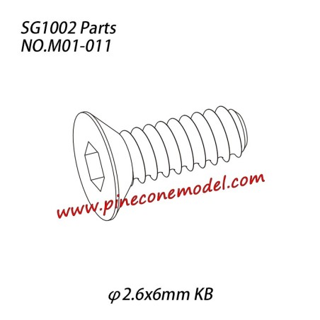 Pinecone Model SG-1002 / SG-1002SE RC Car Parts M01-011 Hexagon socket countersunk head tapping screw (φ2.6x6mm KB)