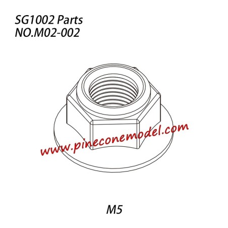 M02-002 Hex flanged nylon insert lock nut (M5) Parts For SG1002 / SG1002SE SG-RC Car