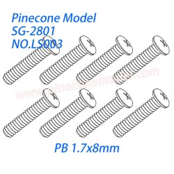 LS003 Cross round head self tapping screw (PB 1.7x8mm) Parts For SG-RC SG2801