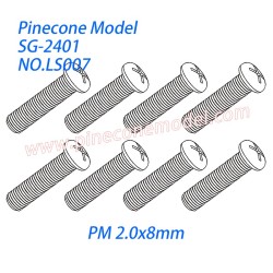 LS007 Phillips Round Head Machine Threaded Screws (PM 2.0x8mm) Parts For SG Pinecone Forest 2401